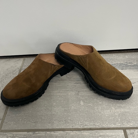 Madewell Brown Suede Mules with Black Lug Sole - Picture 2 of 5
